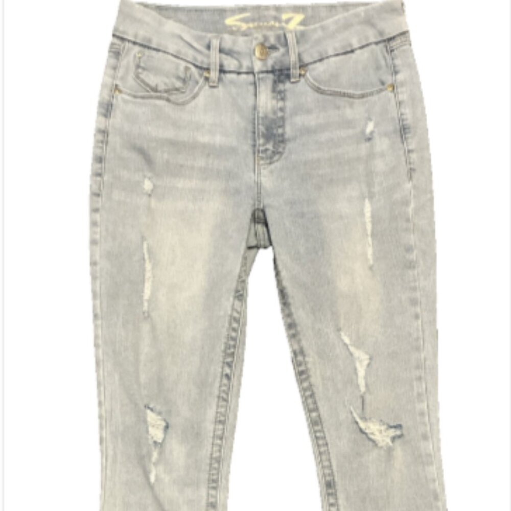 Seven7 lady Jeans Size 6 lite Wash Distressed Tummy less High Rise Skinny Jeans